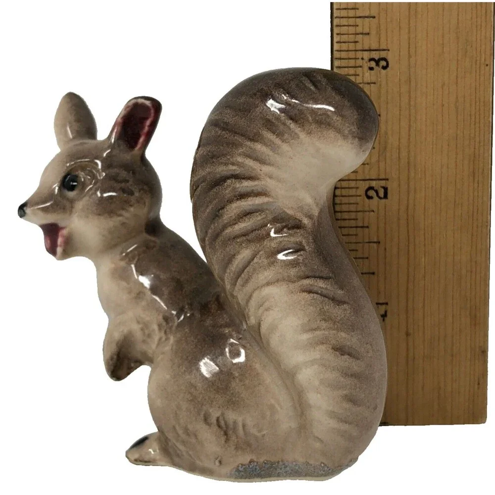 Vintage Japan Porcelain Anthropomorphic Bear Squirrel Skunk Figurines Lot of 3